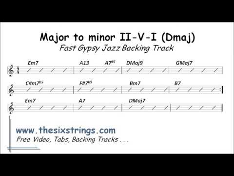 Major to minor II-V-I Backing Track (DMaj) 269 Fast Gypsy Jazz
