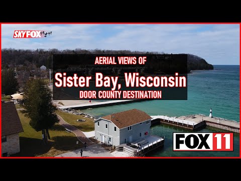 Sister Bay, Door County, Wisconsin; aerial drone video