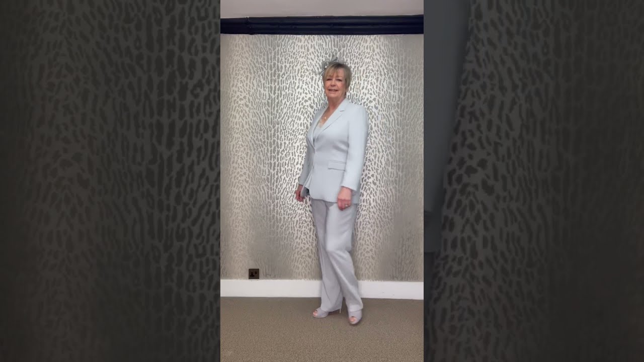 Luis Civit Silver Lace Trim Trouser Suit Mother of the Bride & Groom