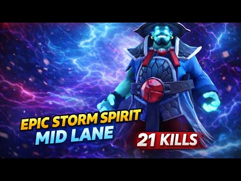 Epic Storm Spirit Gameplay – 21 KILLS Nonstop Action! ⚡🔥