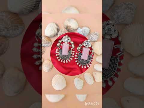 German Silver Premium Quality Silver,Golden or Black Plated Stone Work Designer Earring