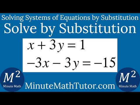 Solve x+3y=1 and -3x-3y=-15 by Substitution