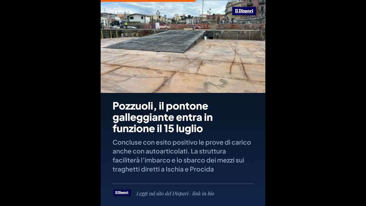 Pozzuoli, il pontone galleggiante entra in funzione il 15 luglio