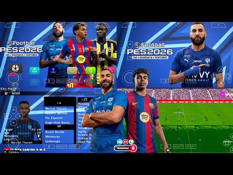eFootball PES 2026 PPSSPP Android OFFline Full Update UCL & League Kits 25/26 Season 4k Graphics