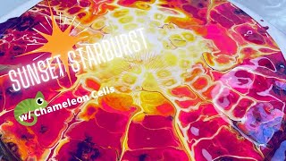 “Sunset Starburst”~✨💫Acrylic Pour Painting with Chameleon Cells