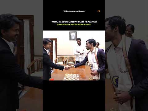 Tamil Nadu CM C. Joseph Vijay is playing chess with Praggnanandhaa.🔥🇮🇳✌️. #pragg #vijay #thalapathi