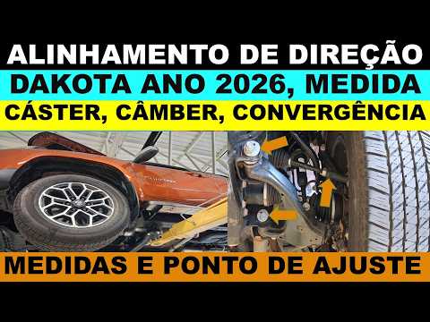Alinhamento de direção Ram Dakota ano 2026, qual a medida cáster, câmber convergência, ponto ajuste