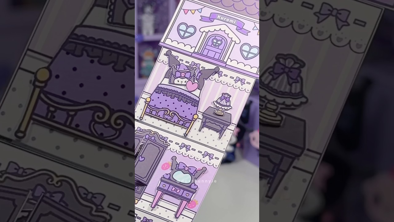 kuromi paper doll house 🏠 💜 #kuromi  #sanriokuromi #craft #papercraft #cute