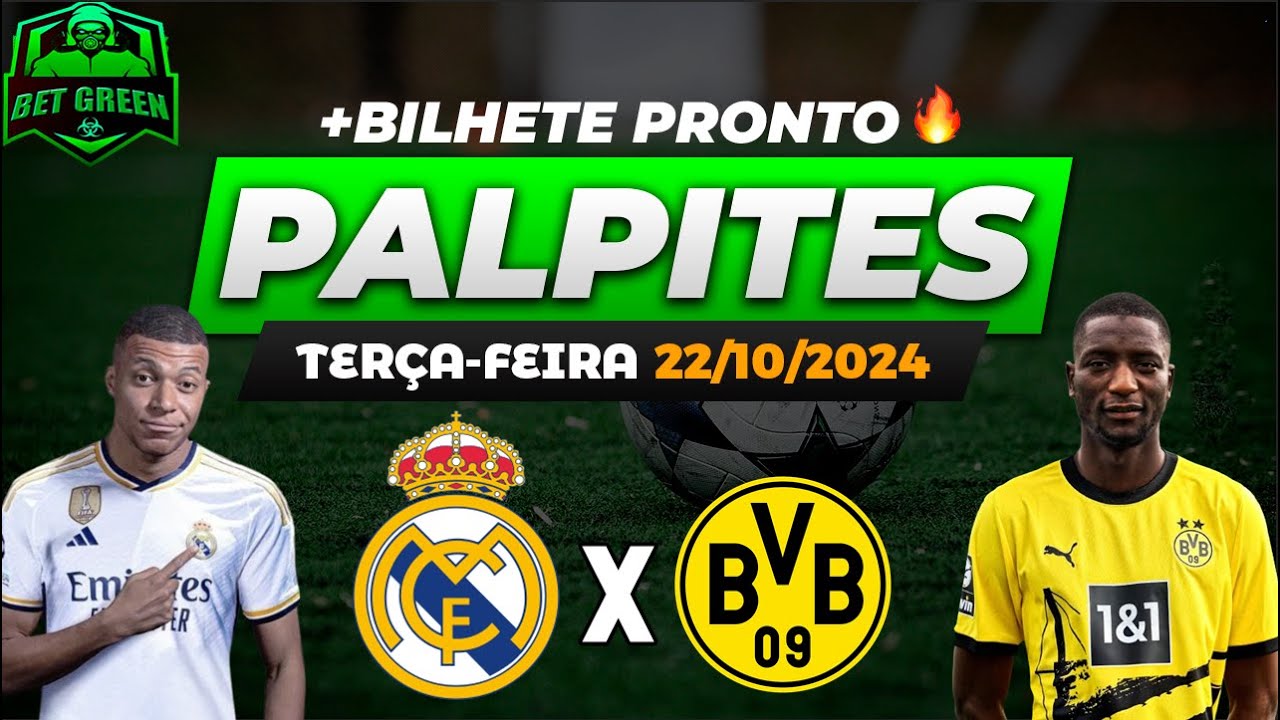PALPITES DE FUTEBOL PARA HOJE 22 10 2024 (TERÇA-FEIRA) + BILHETE PRONTO | BET GREEN 🍀