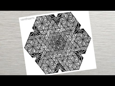How to draw Geometric Mandala Art for Beginner Step by Step Tutorial triquetra design vanithaarts