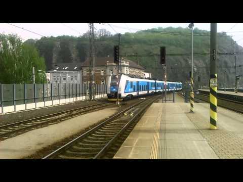 Os od Děčína do Mostu -příjezd do stanice. Ústí nad Labem hlavní nádraží