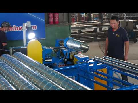 Preda Machine spiral tubeformer under running test at warehouse.