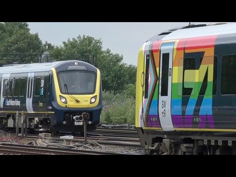 SWR Pride 444019 & Class 701s - 701006 & 701014 At Clapham Junction - Wednesday 28th June 2023
