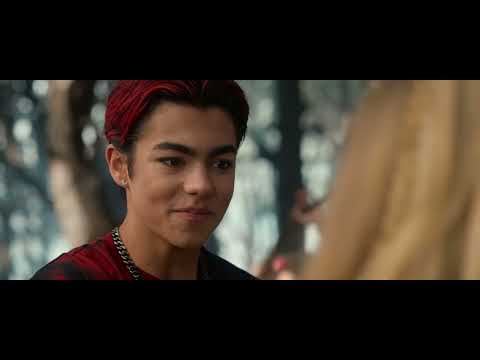 Official trailer frame for ZOMBIES 4: Dawn of the Vampires showing Zed, Addison, and the rival camps