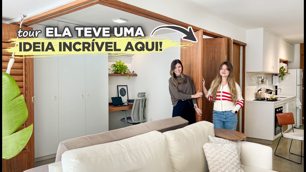 TOUR pelo APÊ com TONS CLAROS e CLEAN que tem SALA integrada com QUARTO DE HÓSPEDES | Gaby Garciia