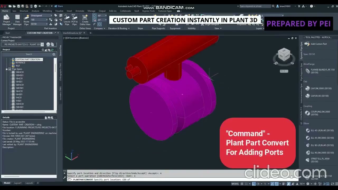 Creating Custom Part In Autodesk Plant 3D