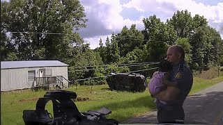 Arkanas State Police dashcam footage of a high-speed chase ending in crash