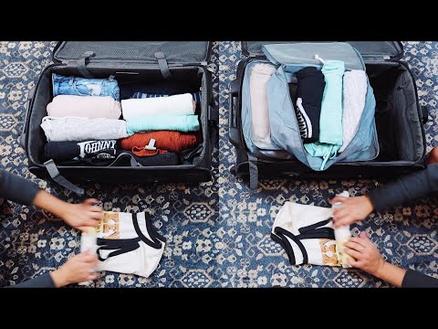 Part of a video titled PACKING CUBES vs. No Packing Cubes | Official side-by ... - YouTube