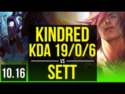 KINDRED vs SETT (JUNGLE) | KDA 19/0/6, 2 Triple Kills, Rank 9 Kindred | KR Challenger | v10.16