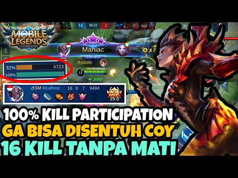 RAJA KARRIE! MAINNYA GILA BANGET GA BISA DISENTUH! 16 KILL TANPA MATI COY - Mobile Legends