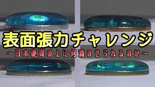 【表面張力チャレンジ】水滴を何滴のせられるか日本硬貨で検証してみた！