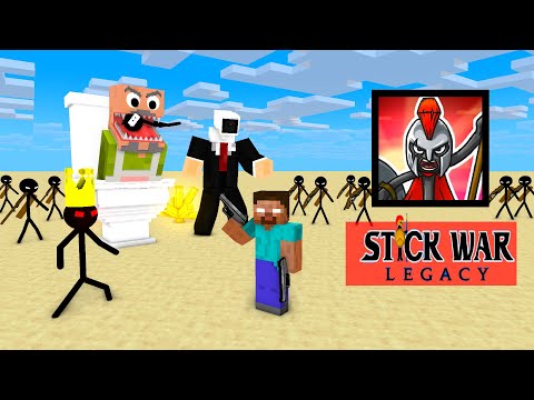 Skibidi Toilet + Stick War Legacy + Mr meat Herobrine Fight Mr Meat & Stickman!  - Minecraft