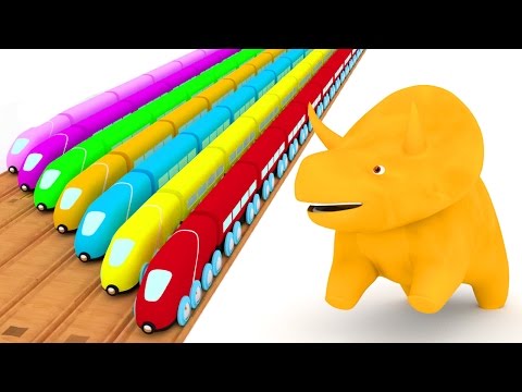 Lerne Farben mit Dino dem Dinosaurier & bunten Zügen | Lehrreiche Cartoons für Kinder & Kleinkinder