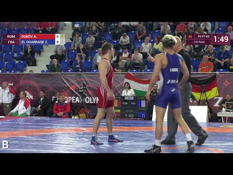 1/4 FS - 57 kg: Z. EL OUARRAQE (FRA) df. A. DUKOV (ROM), 3-0