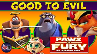 Download the video "PAWS OF FURY: The Legend of Hank Characters: Good to Evil 🐶"