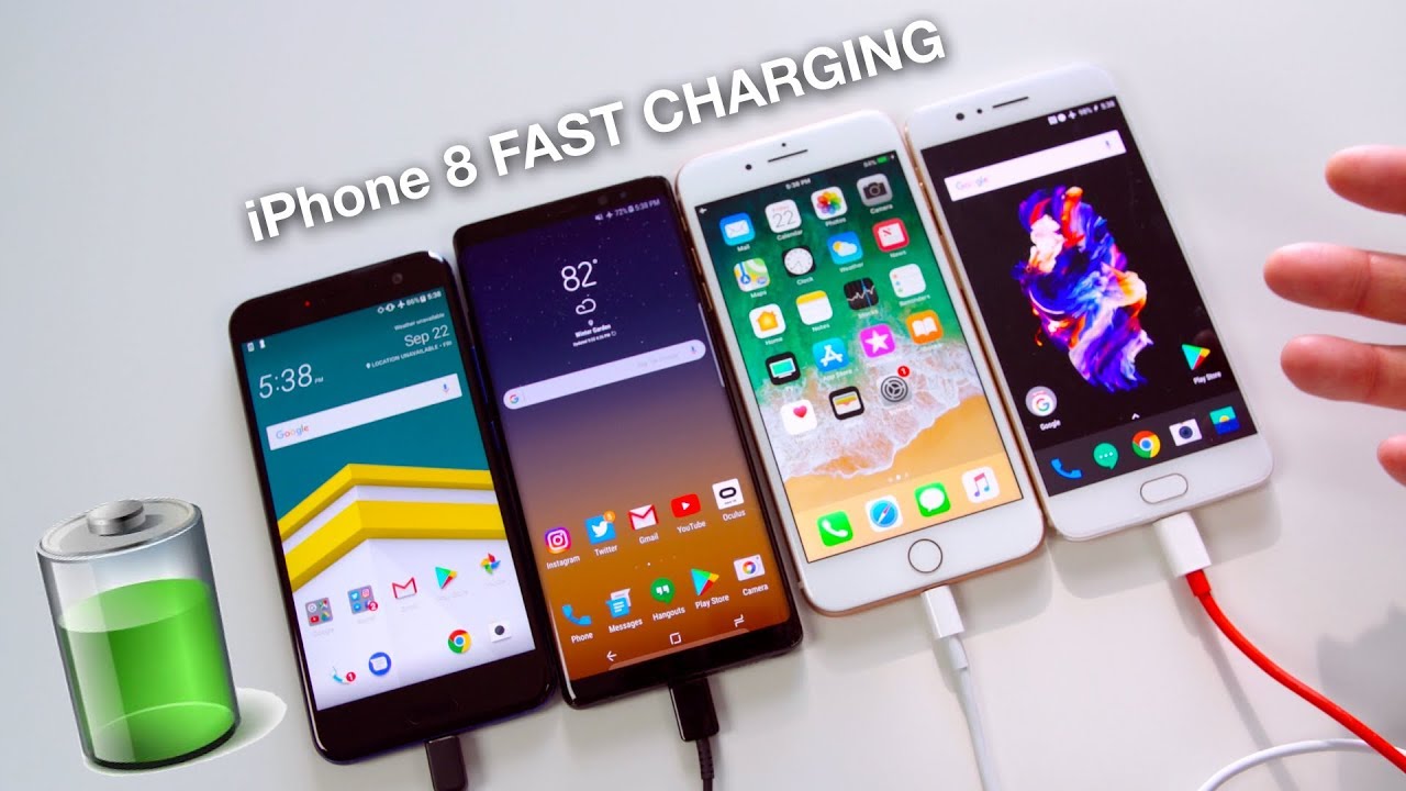 iPhone 8 Plus Fast Charging vs Note 8 // OnePlus 5 // HTC U11! (60 min)