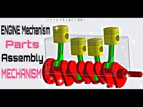 Creating " ENGINE MECHANISM " with- (Parts , Assembly , Mechanism) in creo with Animation