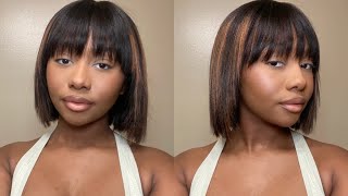 Super Cute Highlighted Bang Bob Wig! | Quick & Easy Install | Ft. Luvme Hair