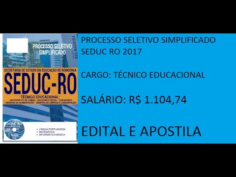 PROCESSO SELETIVO SIMPLIFICADO SEDUC RO 2017   TÉCNICO EDUCACIONAL