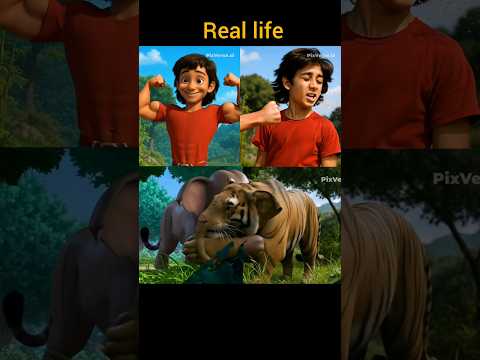 Jungle book mougli Cartoon Real life.  #viralvideo #cartoon #character #reallife #shorts