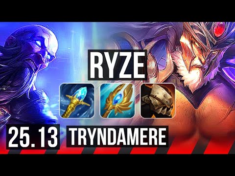 RYZE vs TRYNDAMERE (TOP) | 63k DMG, 7 solo kills | KR Diamond | 25.13
