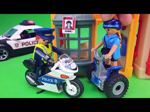 Escape from prison. Chase on a police car. Adventures of my toys Playmobil