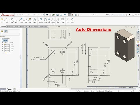 How to Apply Auto Dimensions in SolidWorks Drawing