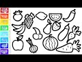 Fruits And Vegetable Painting And Drawing For Kids Learn Colors