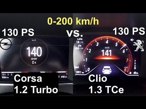 ACCELERATION BATTLE 200 km/h | Opel Corsa 1.2 Turbo 130 PS vs. Renault Clio 130 RS Line