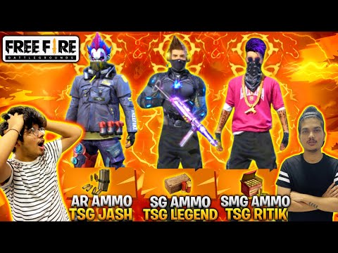 FREE FIRE || DIFFERENT PERSON DIFFERENT AMMO CHALLENGE WITH TSG MEMBERS || UNEXPECTED BOOYAH