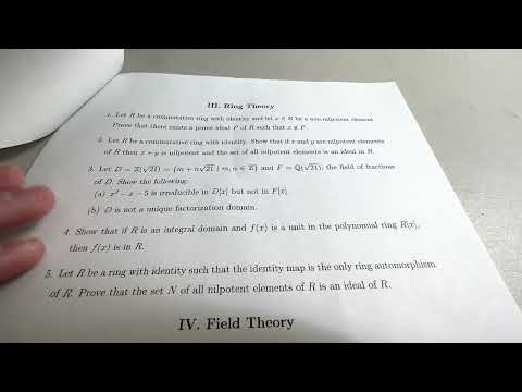 What does an Abstract Algebra PhD Qualifying Exam look like?