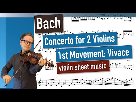 Bach Double Violin Concerto in D minor, 1st Movement: Vivace, BWV 1043, Violin 1, violin sheet music