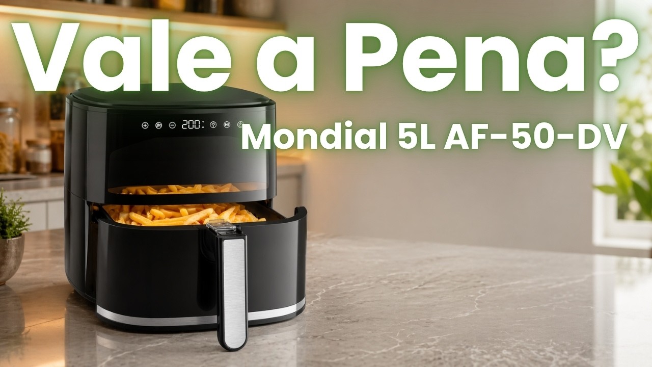 Miniatura da avaliação em vídeo de Fritadeira Sem Óleo Mondial AF-50-DV Digital 5L 2000W 110V