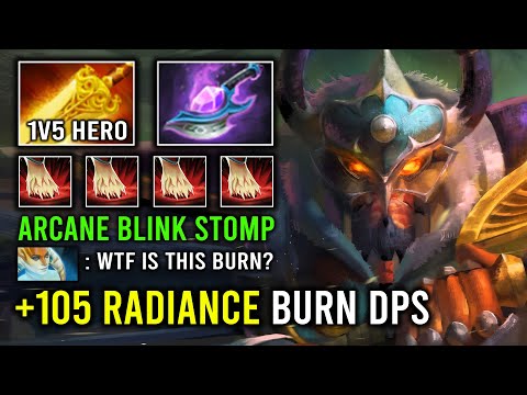 WTF +105 Flame Radiance Burn Per Second 1v5 Arcane Blink Centaur Warrunner Super Tank Dota 2