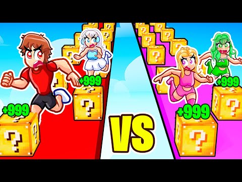 Techy & Ashley Vs Emma & Sage In Fortnite Lucky Block Race...