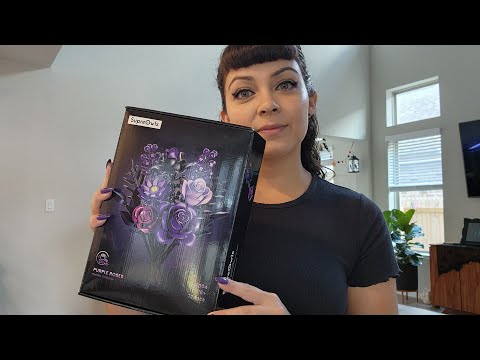 Purple Rose Building Set: Gothic Botanical Bouquet for Adults