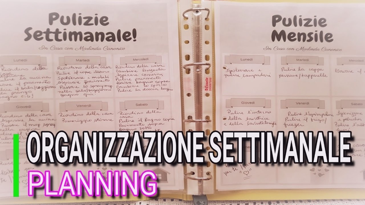 COME MI ORGANIZZO CON LE PULIZIE SETTIMANALE, MENSILE, MARLINDA CANONICO