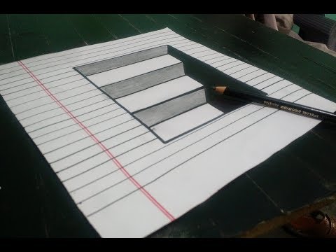 Very Easy- How to Draw 3D hole and stairs - Easy 3D steps in a hole - Trick art drawing on paper