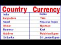 Country And Currency Countries And Currencies