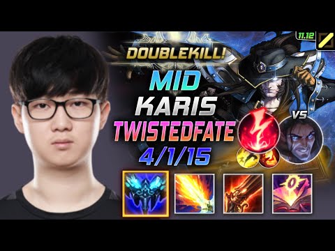 Karis Twisted Fate MID vs Sylas - 카리스 미드 트페 템트리 룬 만년서리 감전 ツイステッド・フェイト Твистед Фэйт - LOL KR 11.12